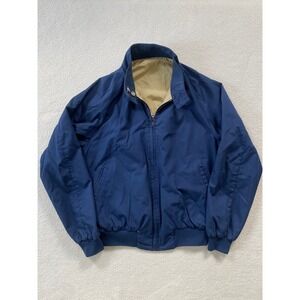 Vintage Niagara Mens Medium Reversible Bomber Jacket Navy Blue Tan Harrington